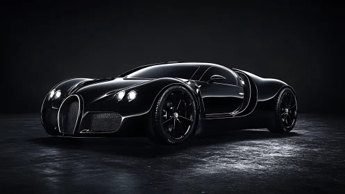 Midnight black supercar glowing with sleek confidence.