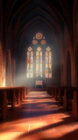 Soft morning light pours through stained glass in a quiet chapel