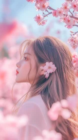 Soft spring portrait lingers among dreamy cherry blossoms