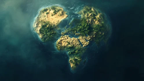 Earth's Heart-Shaped Continents Rise from Deep Ocean Waters