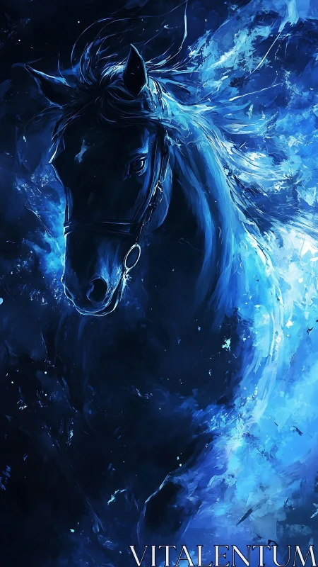 Midnight comet stallion racing through shattered starlight.