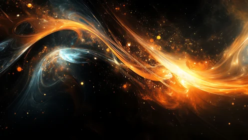 Plasma filaments colliding in luminous cosmic fluid dynamics.