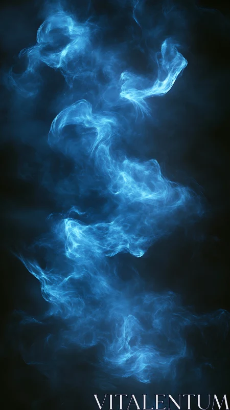 Vertical column of diffuse blue light wisps on black field.