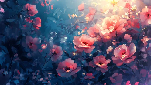 Digital rendering of flowering botanical subject with luminous qualities.