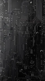 Black printed circuit board surface shows dense trace layout