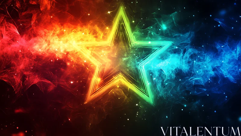 Chromatic nebula star with layered glow and spectral gradients