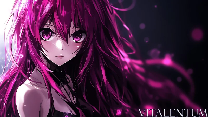 Anime girl portrait uses high contrast magenta lighting effects