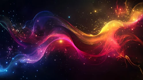 Starlit color waves drifting through a glowing cosmic night.