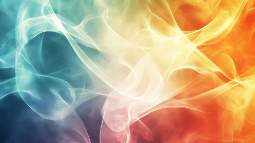 Multicolored abstract smoke waves in gradient background.