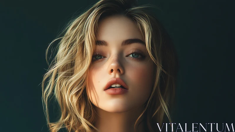 Soft-lit portrait captures serene, expressive female gaze.