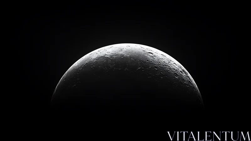 Luminous lunar horizon emerges from deep cosmic darkness.