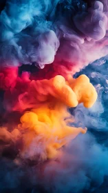 Vibrant colored smoke clouds in swirling abstract motion.