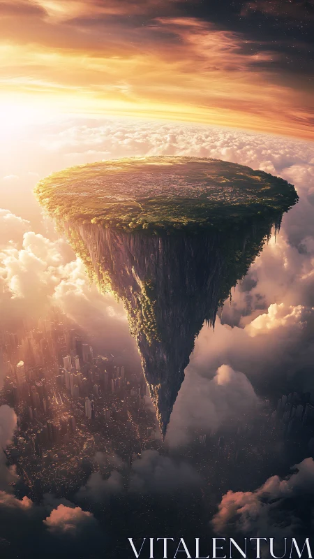 Floating Sky Citadel Crowned in Golden Radiance.