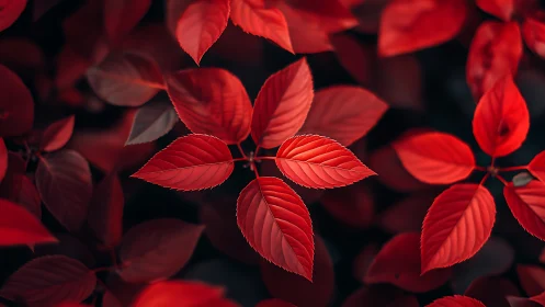 Red foliage close-up with shallow depth of field focus.