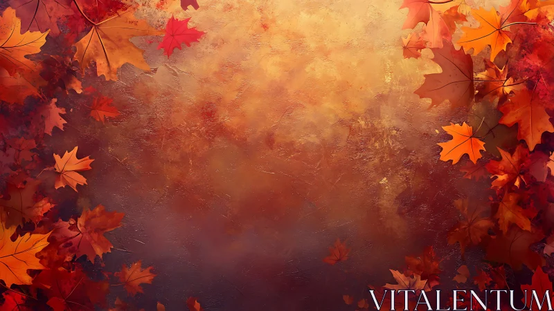 Autumn foliage frames a textured, glowing gradient field