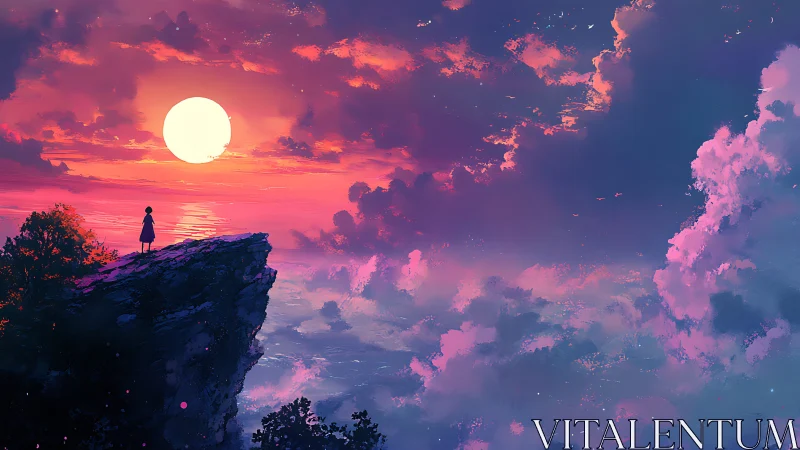 Solitary dreamer greeting a molten candy sky at dusk.