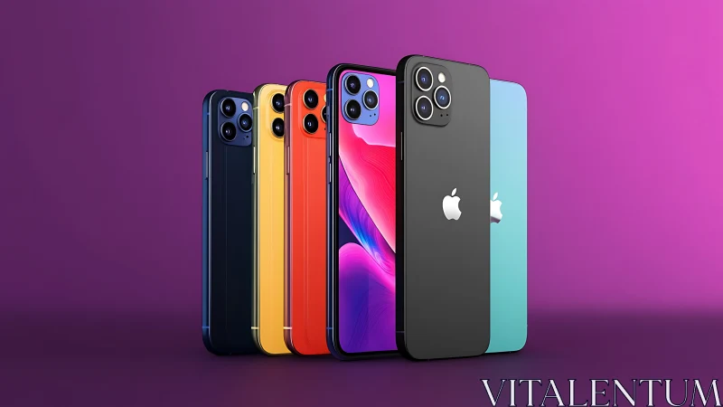 Bold colorful smartphones stand proudly in a sleek studio glow