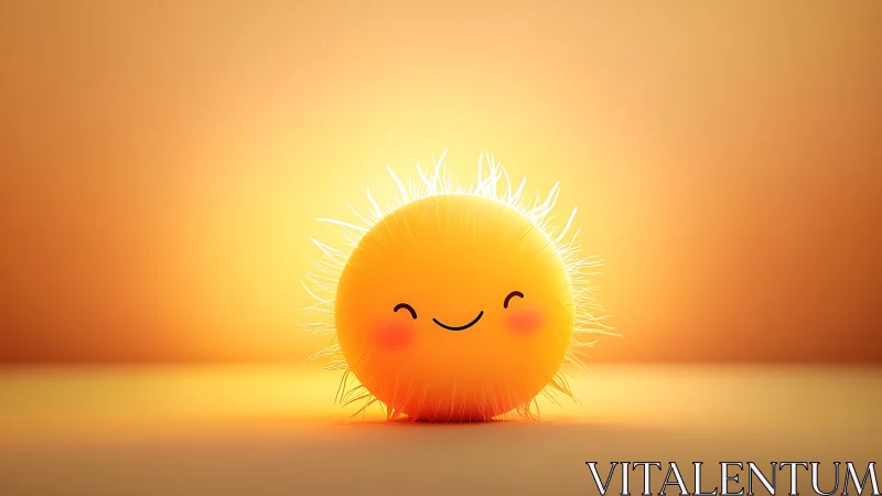 Smiling pocket sun glows softly in a feather-bright halo