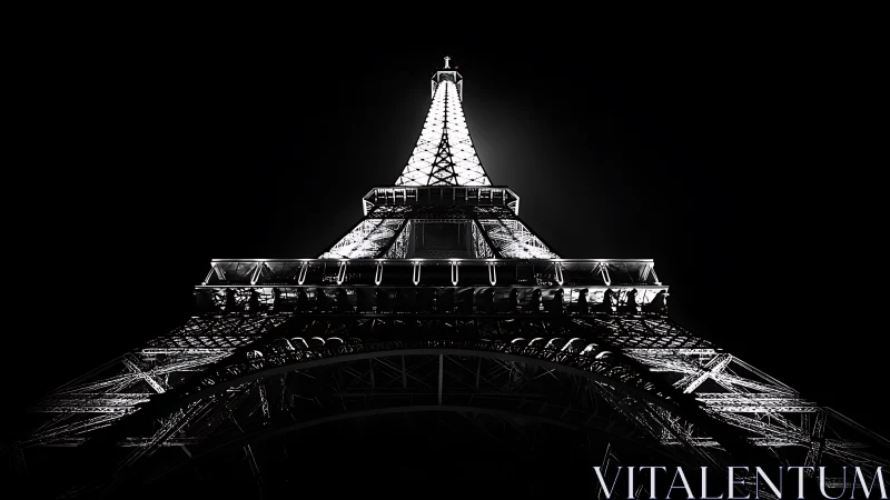 Eiffel Tower night study isolates illuminated steel geometry