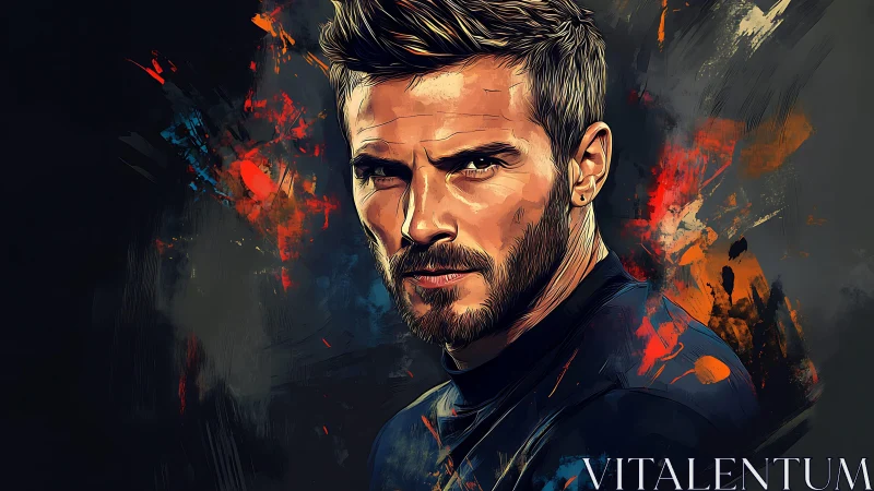 Male portrait rendered with bold digital brushwork and dynamic lighting