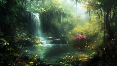 Forest Waterfall Garden Paradise.