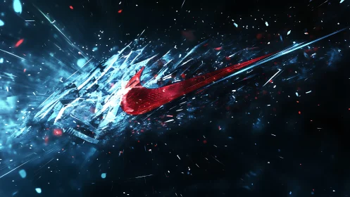 Cyberpunk kinetic logo burst with shattering crystalline vectors.