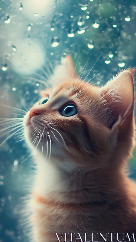 Celestial Whiskers: A Feline's Dreamy Gaze Skyward.