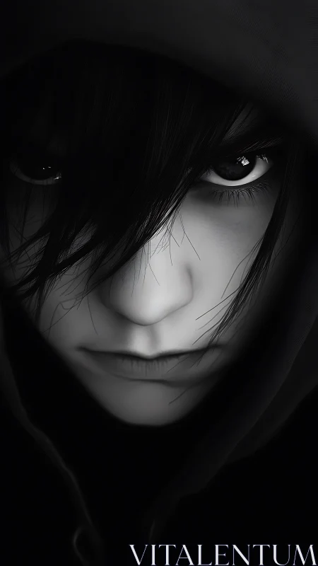 Quiet storm of emotion beneath a shadowed hoodie gaze.