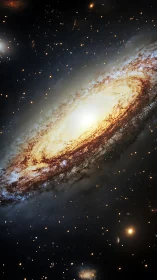 Spiral galaxy core glowing amid dense surrounding stars.