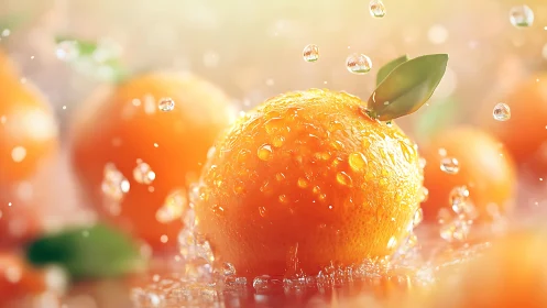 Hyperreal citrus splash isolates a dewy orange sphere