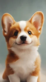 Corgi puppy portrait shows frontal view with soft lighting