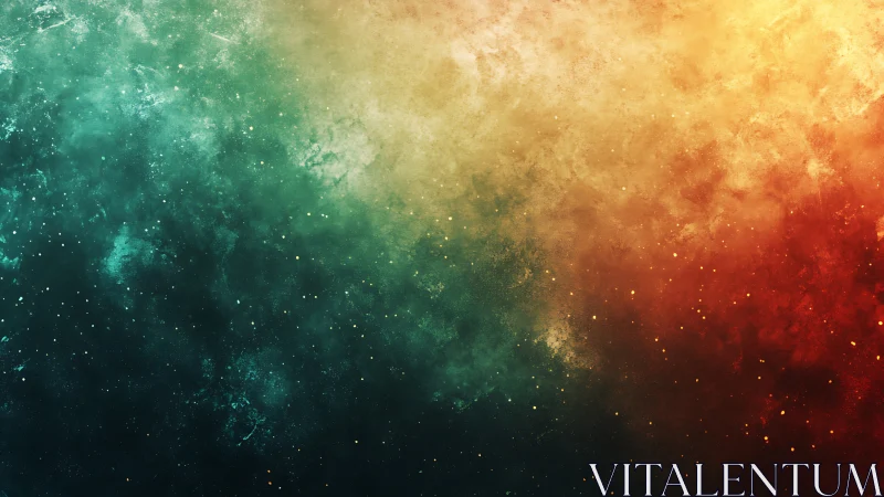 Nebula-like gradient sky blends teal twilight into warm firelight