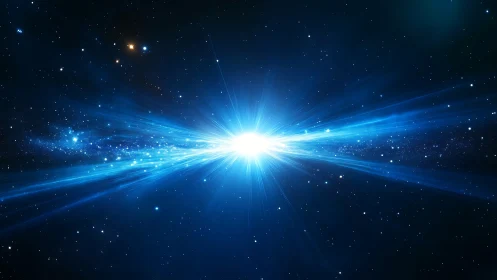 Starlit singularity bursting blue across the quiet void.