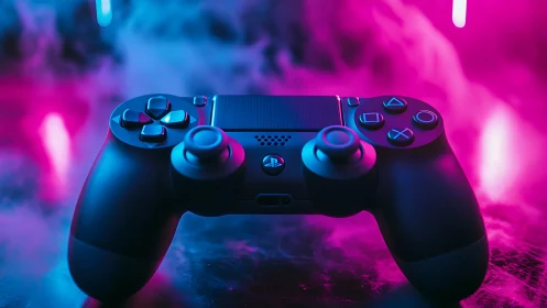 Gaming Controller Glows in Vibrant Neon Colors.
