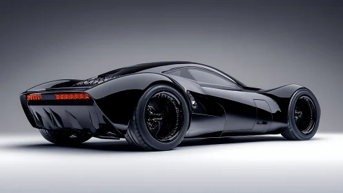 Computational render of gloss-black widebody hypercar prototype.