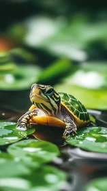 Photorealistic pond turtle study with shallow depth of field.