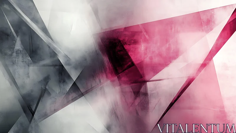 Geometric Abstract Art with Pink and Gray Tones, Modern Style.