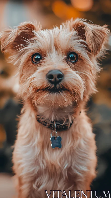 Bright-eyed terrier pup dazzles in amber afternoon glow.