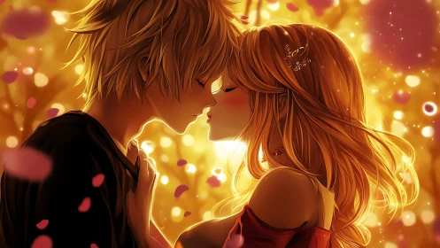 Glowing Romance Embraced in Warm Golden Light.