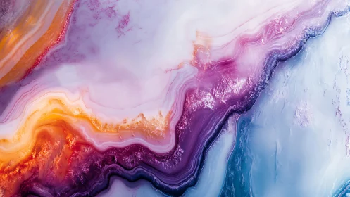 Chromatic agate cross‑section with stratified mineral bands.