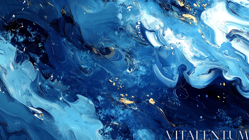 Midnight blue abstract waves with dynamic gold accents.