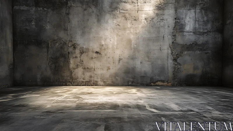 Empty worn concrete room with rough industrial walls.