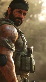 Battle-hardened commando rendered in high-detail 3D lighting