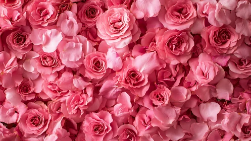 Lush Pink Roses in Full Bloom Create a Romantic Floral Display