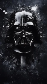 Dark helmeted warlord erupts from a storm of shattered void