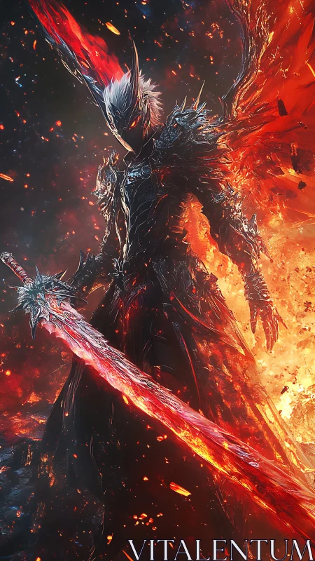 Infernal greatsword warrior in molten flame armor portrait
