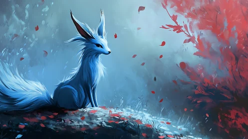 Moonlit frost-fox pauses where red leaves learn to fly