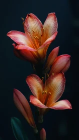 Radiant Amaryllis Blooms in Warm Splendor.
