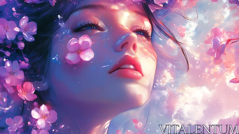 Blossom-dreaming muse drifting through cotton candy dawn.