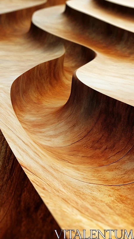 Curved wooden canyon surfaces in warm abstract waves.